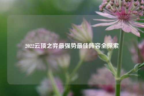 2022云顶之弈最强势最佳阵容全探索