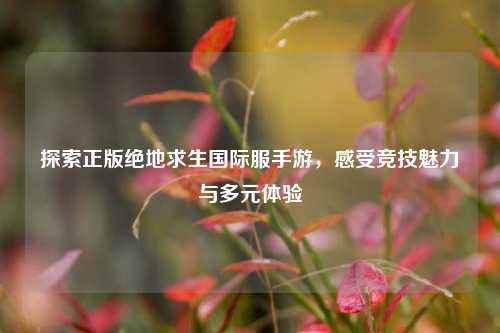 探索正版绝地求生国际服手游,感受竞技魅力与多元体验