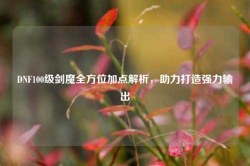 DNF100级剑魔全方位加点解析,助力打造强力输出