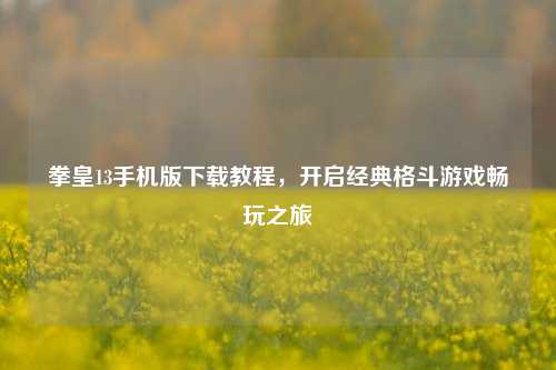 拳皇13手机版下载教程,开启经典格斗游戏畅玩之旅