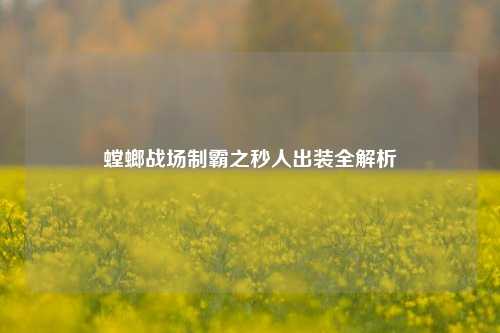 螳螂战场制霸之秒人出装全解析