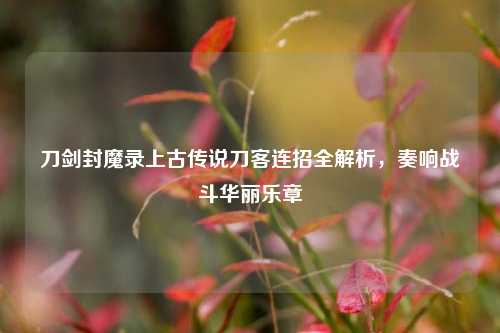 刀剑封魔录上古传说刀客连招全解析,奏响战斗华丽乐章
