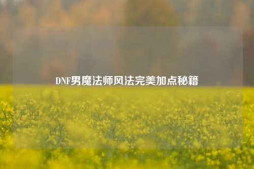 DNF男魔法师风法完美加点秘籍