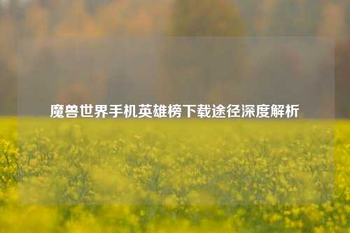 魔兽世界手机英雄榜下载途径深度解析