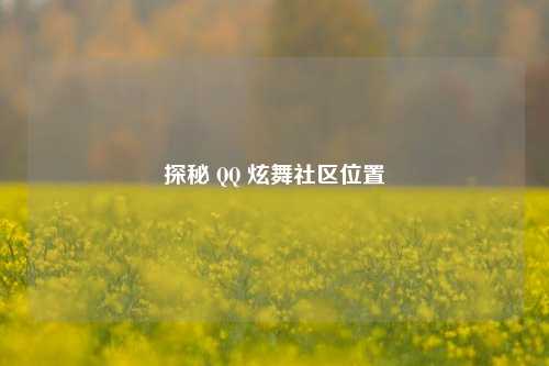 探秘 QQ 炫舞社区位置